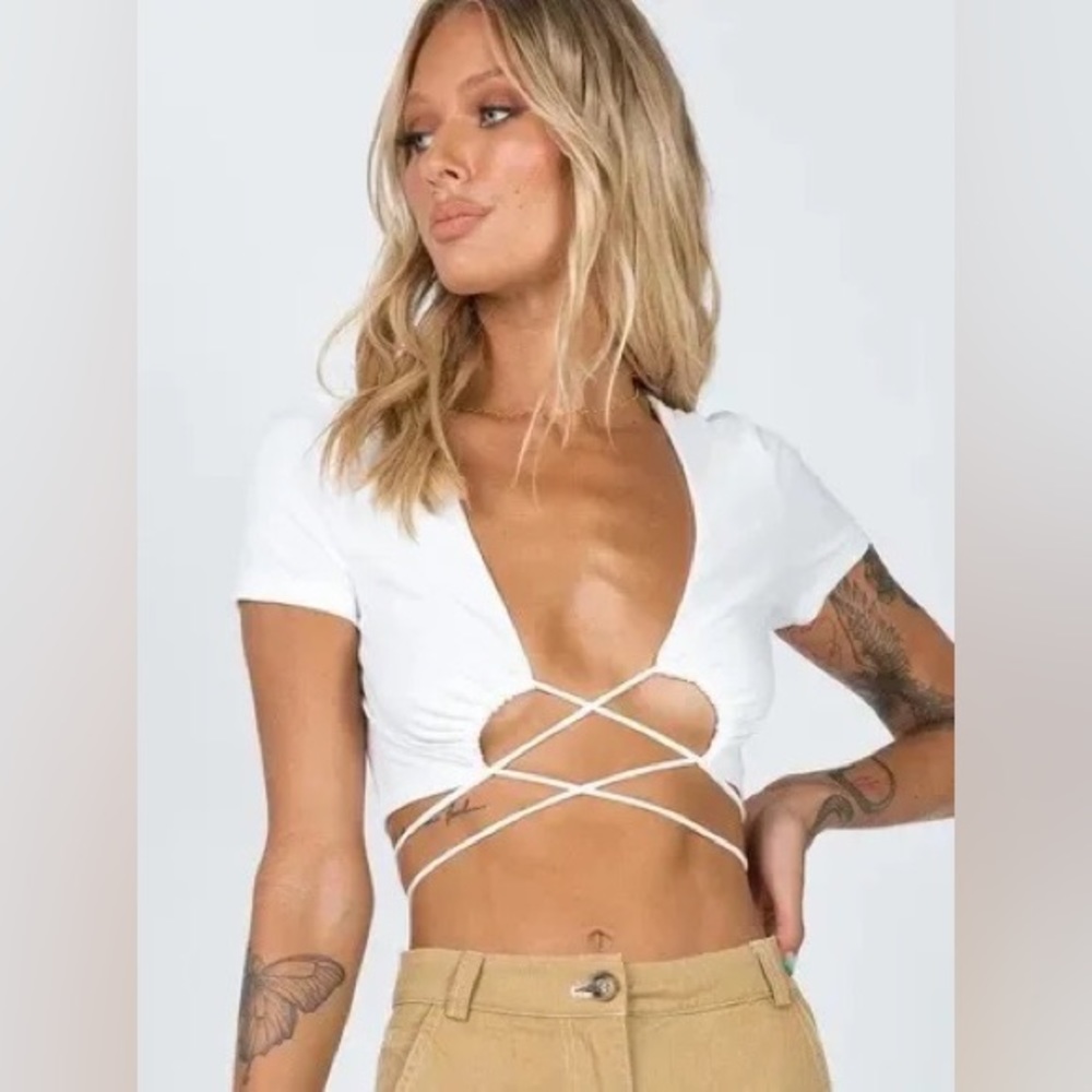 Princess Polly “Bennie” Short Sleeve Top - white